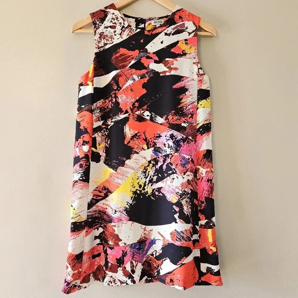 Kenzo Women's Sleeveless Colorful Abstract Boho Artistic Classic Mini Dress 36. - Picture 3 of 11